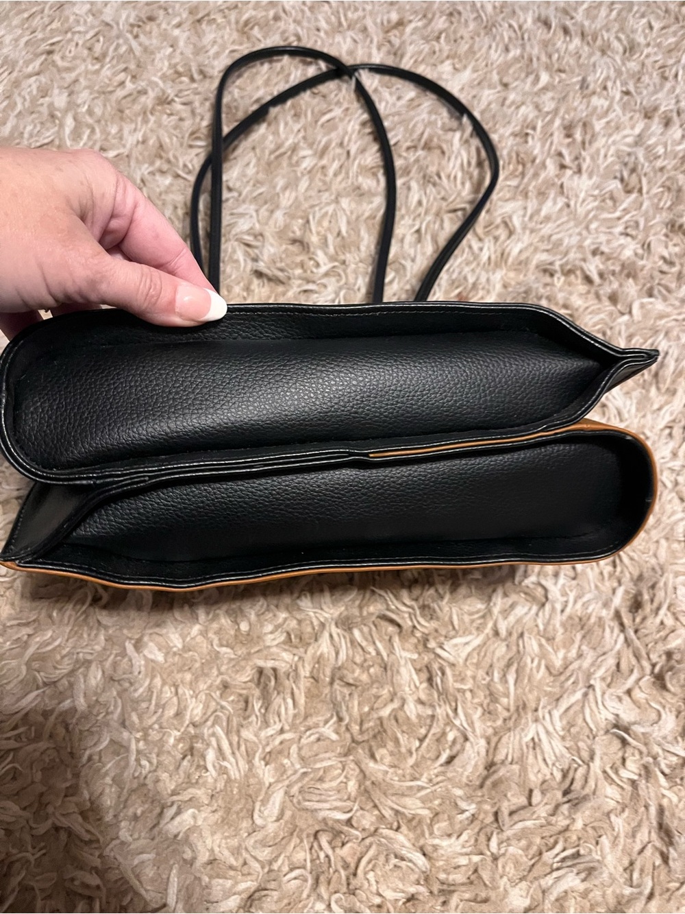 Cleo & Patek Paris Black Tan Colorblock Asymmetrical Leather Purse Parisian - Picture 4 of 12